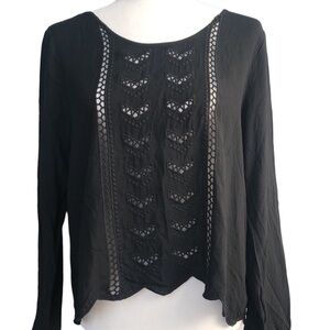 Gab & Kate Cut Out Black Blouse With Criss Cross Back, Size S